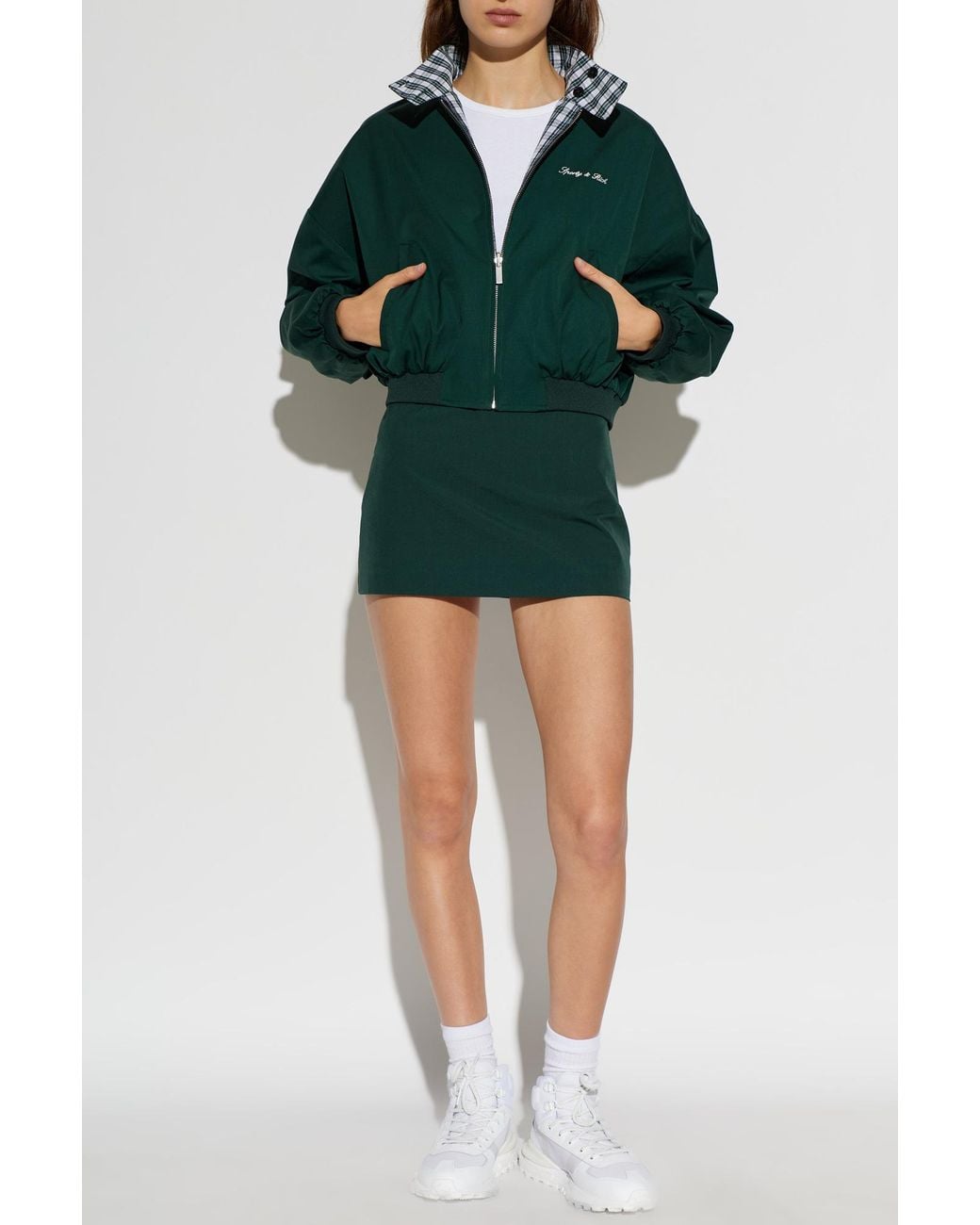 Sporty & Rich Green Mini Skirt From The 'Signature Logo Brighton' Collection