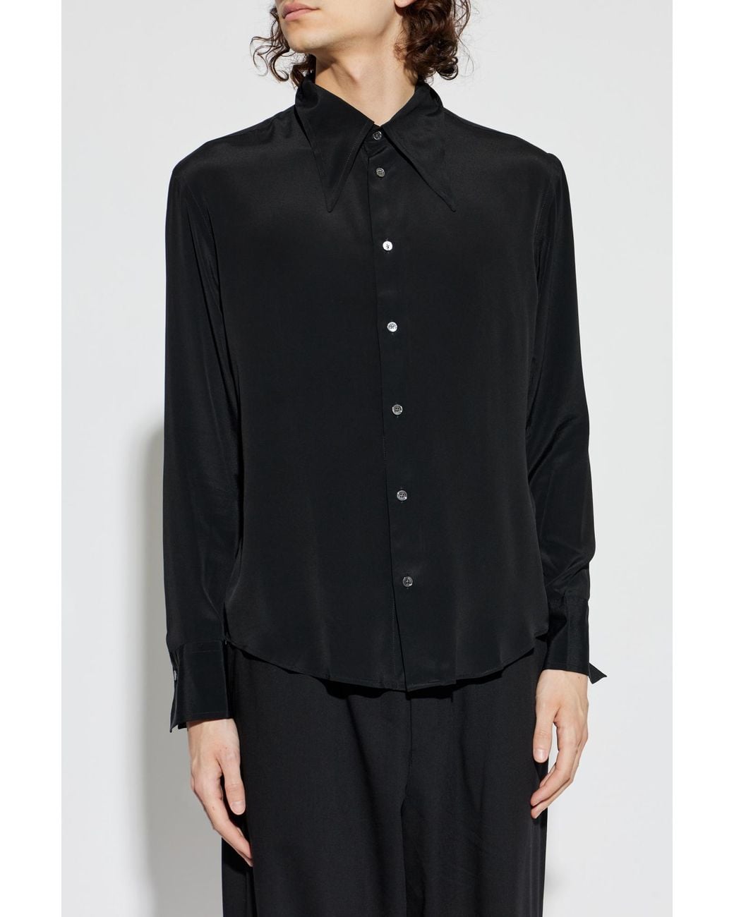 AMI Black Asymmetrical Cut Shirt for men