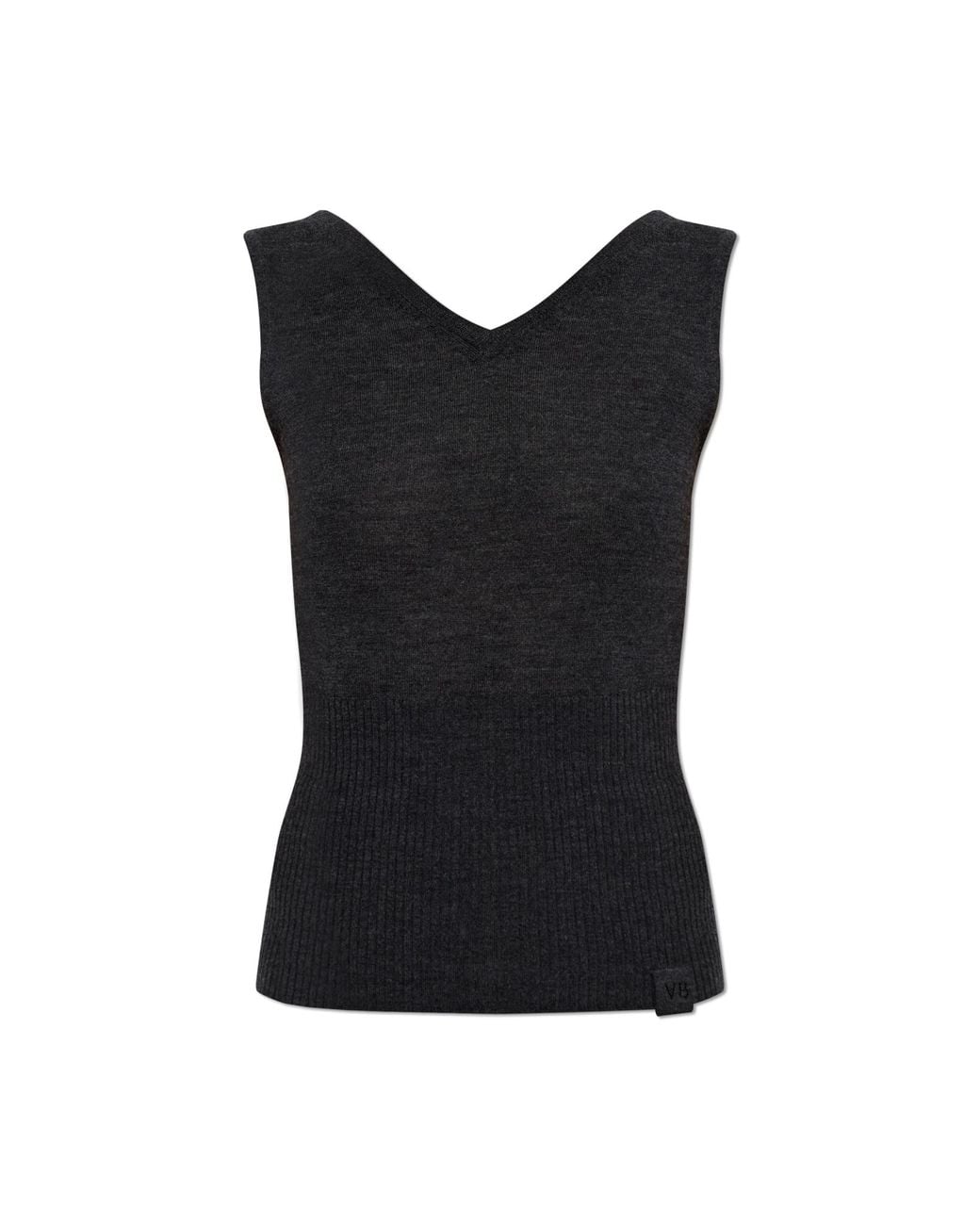 Victoria Beckham Black Wool Top With V-Neck