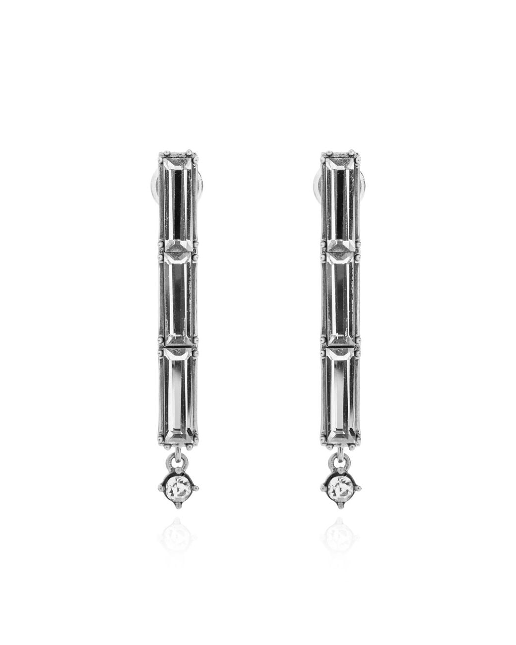 Jil Sander Black Earrings With Shimmering Crystals