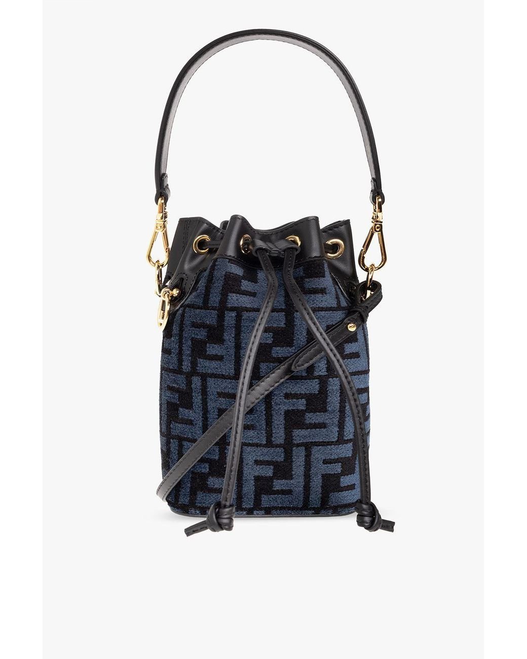 Fendi Mon Tresor Bucket Bag In FF Motif Calf Leather Black