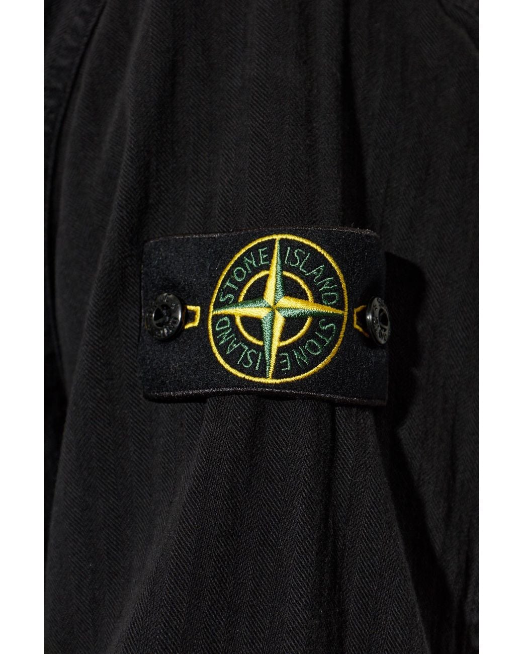 Stone Island Black Jacket With Logo Patch for men