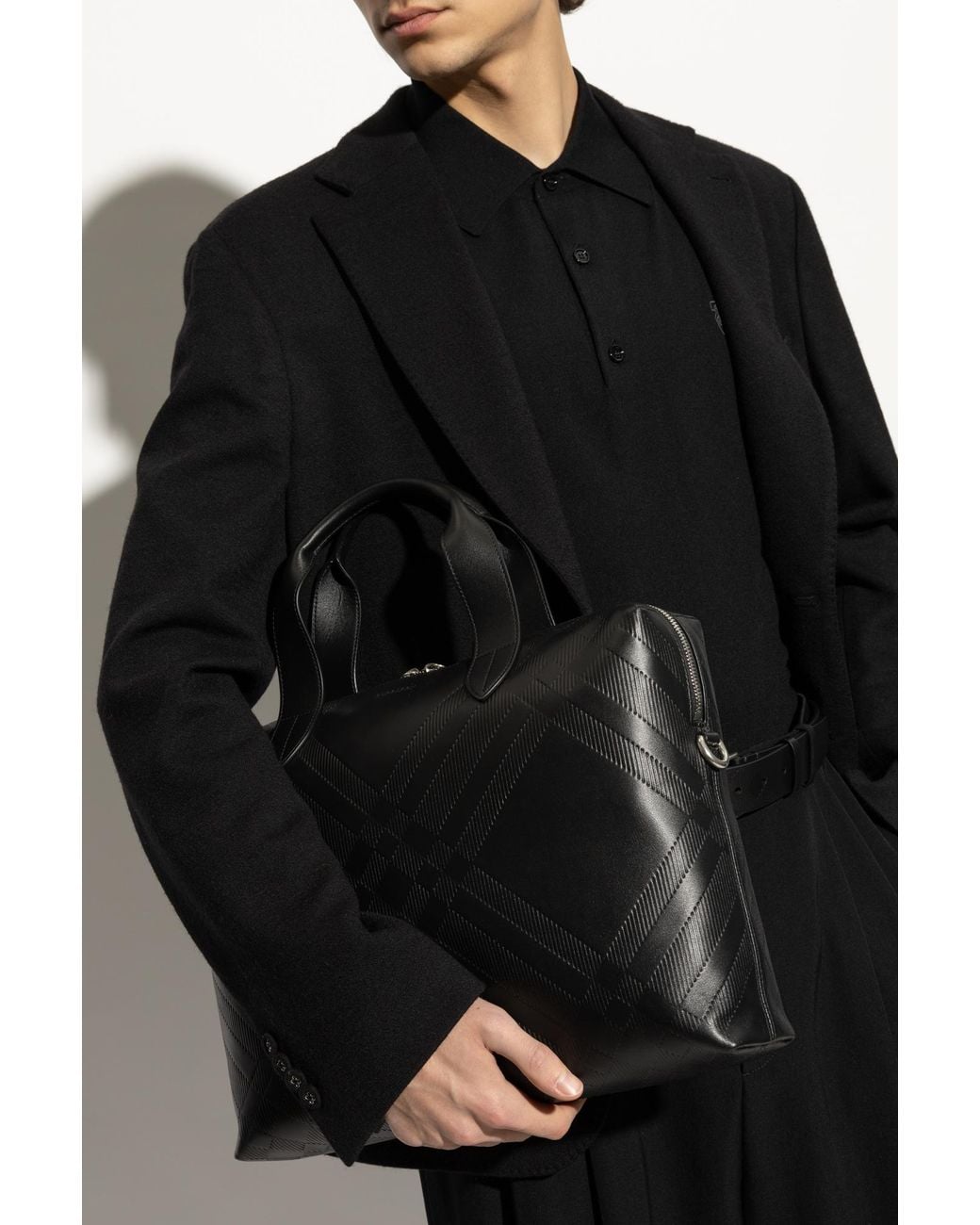Burberry Black Leather Briefcase for men