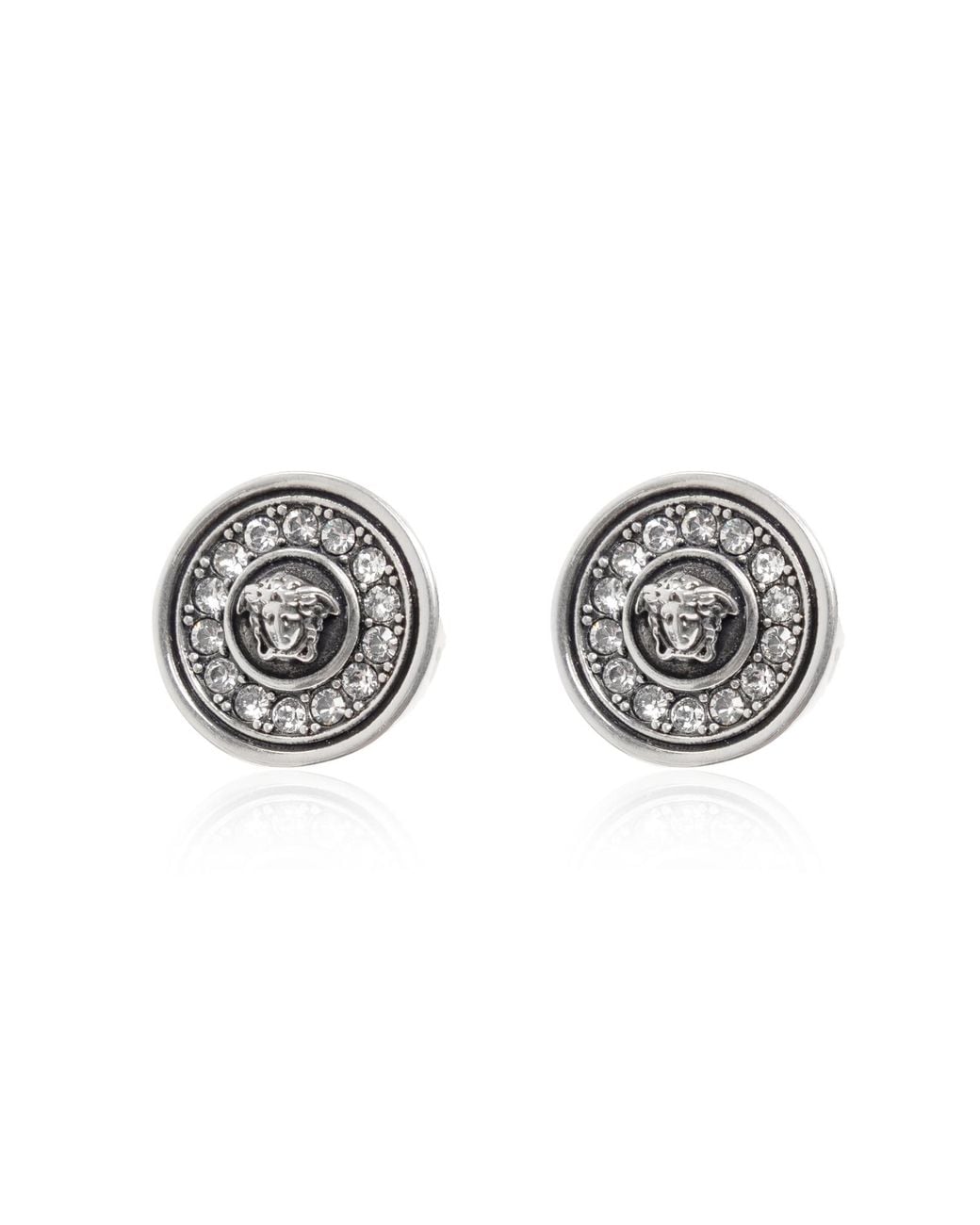 Versace Metallic Earrings With Shimmering Crystals