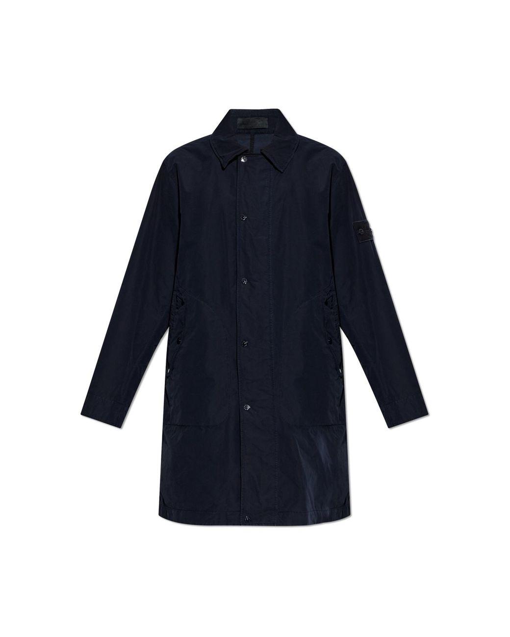 Stone Island Blue Parka With Hood And Logo Patch for men