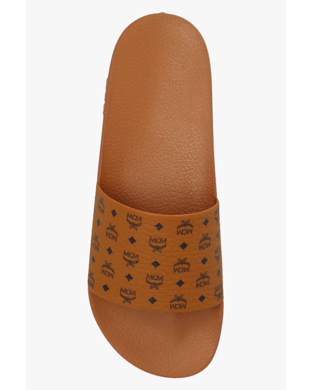 MCM Brown Rubber Slides for men