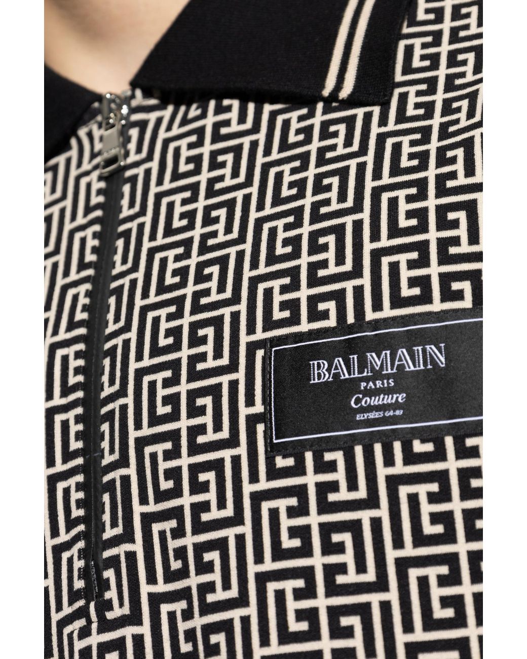 Balmain Gray Polo With Monogram for men