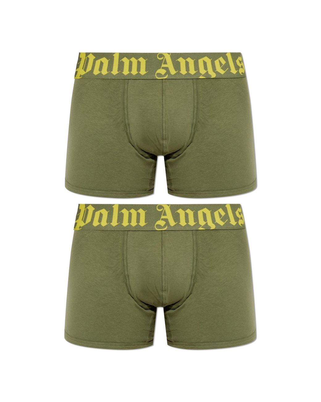 Palm Angels Green Two-Pack Of Boxers With Logo for men