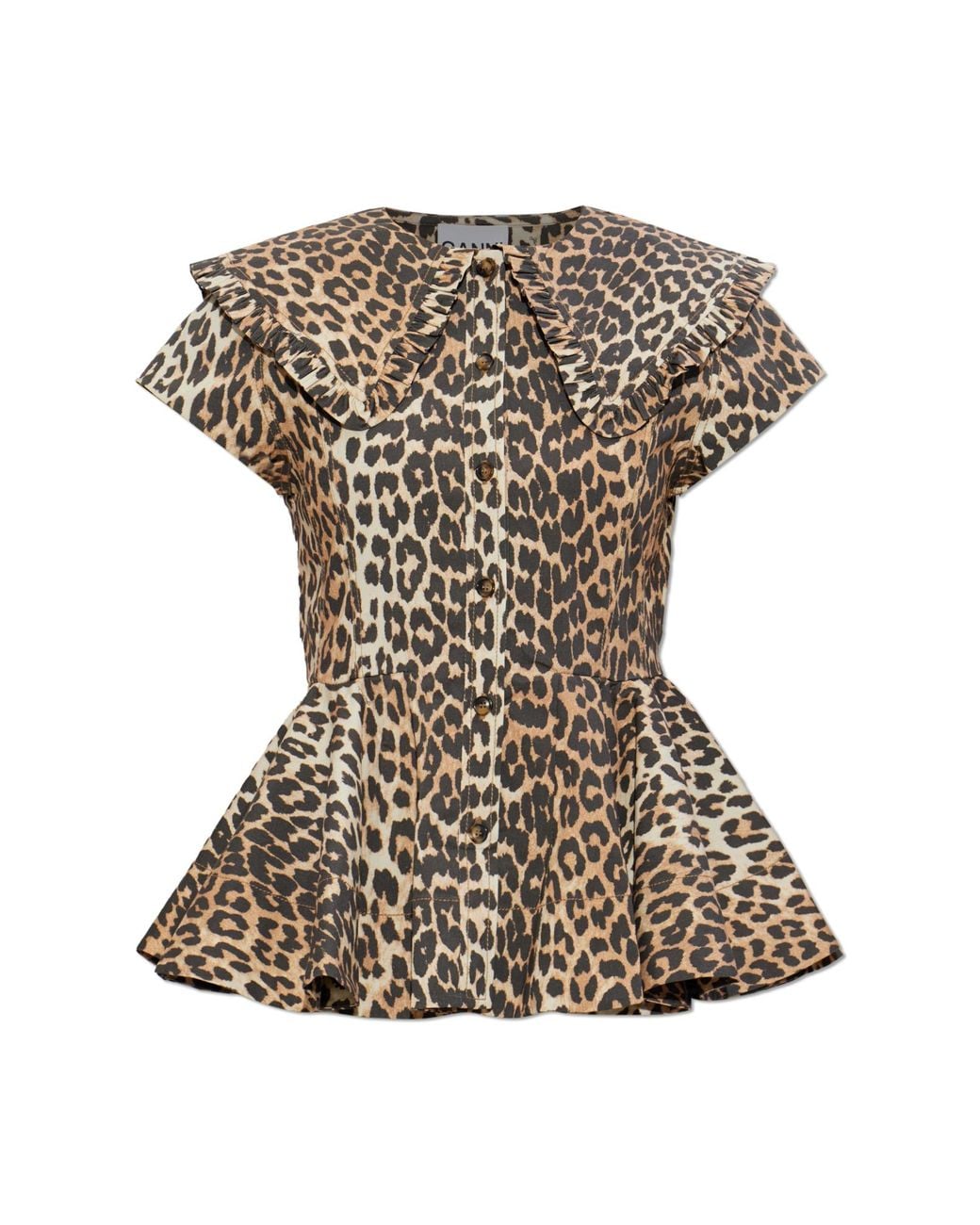 Ganni Natural Animal Print Shirt