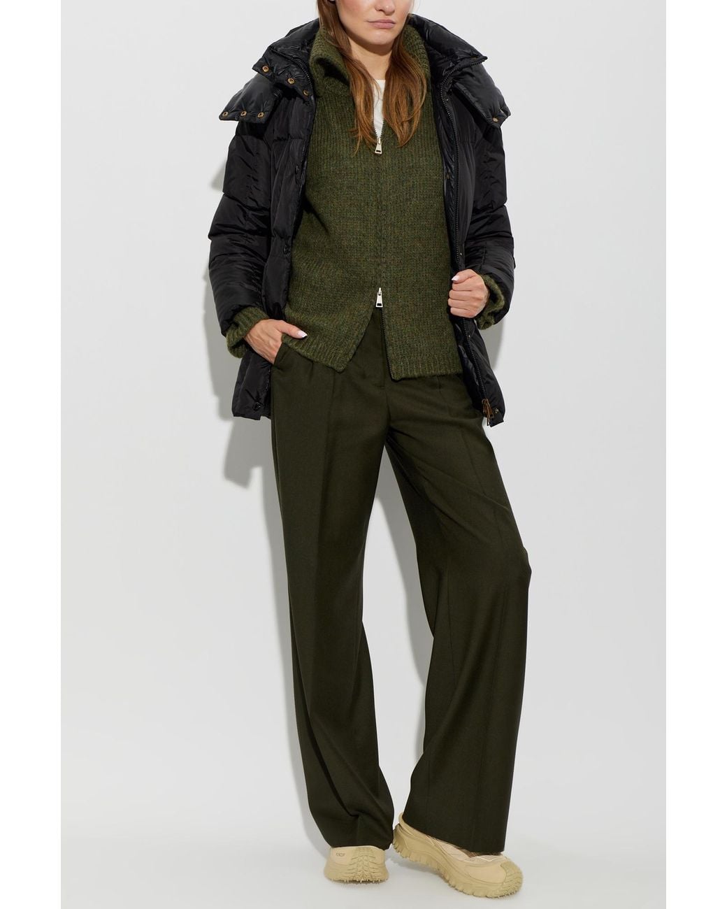 Moncler Green Sweater With Logo Patch