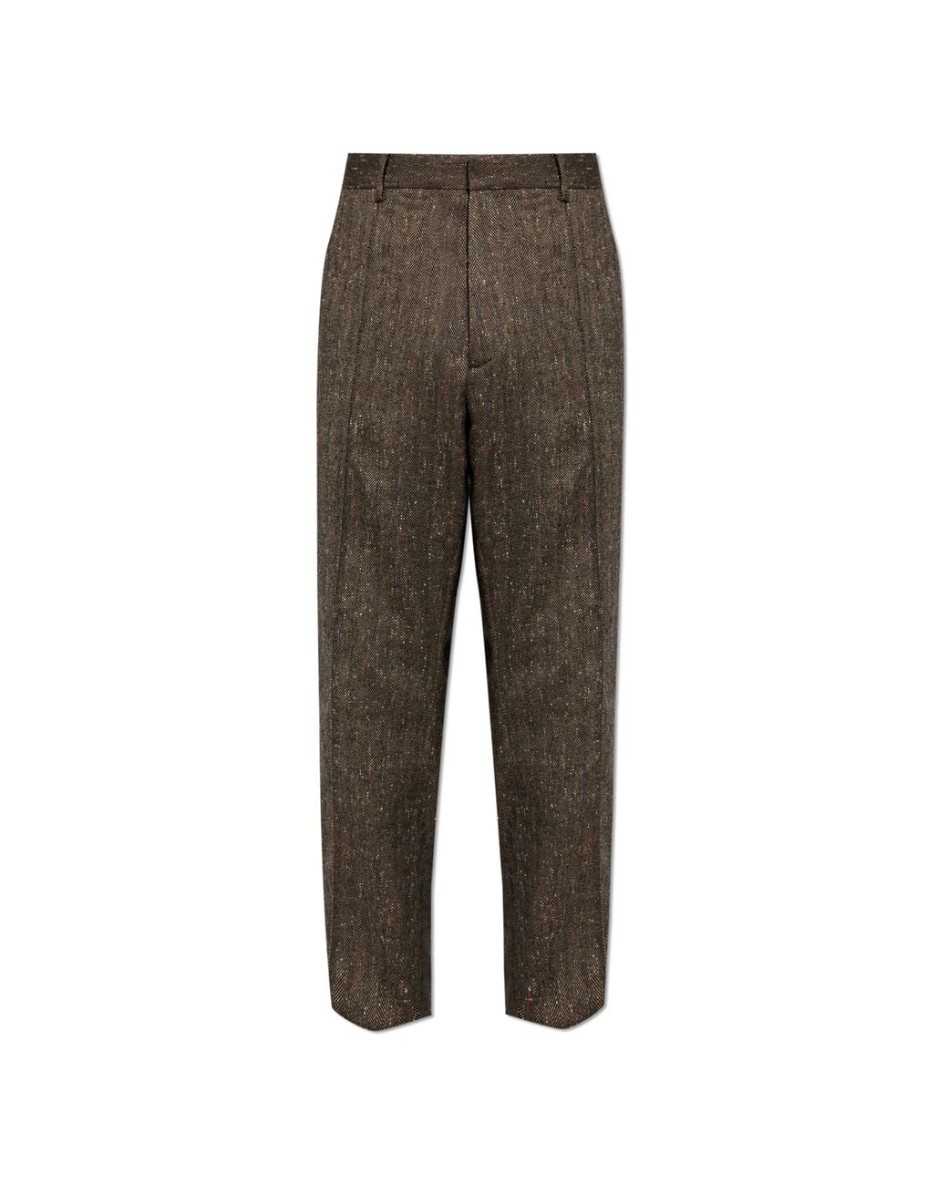 DSquared² Brown Herringbone Pattern Trousers for men