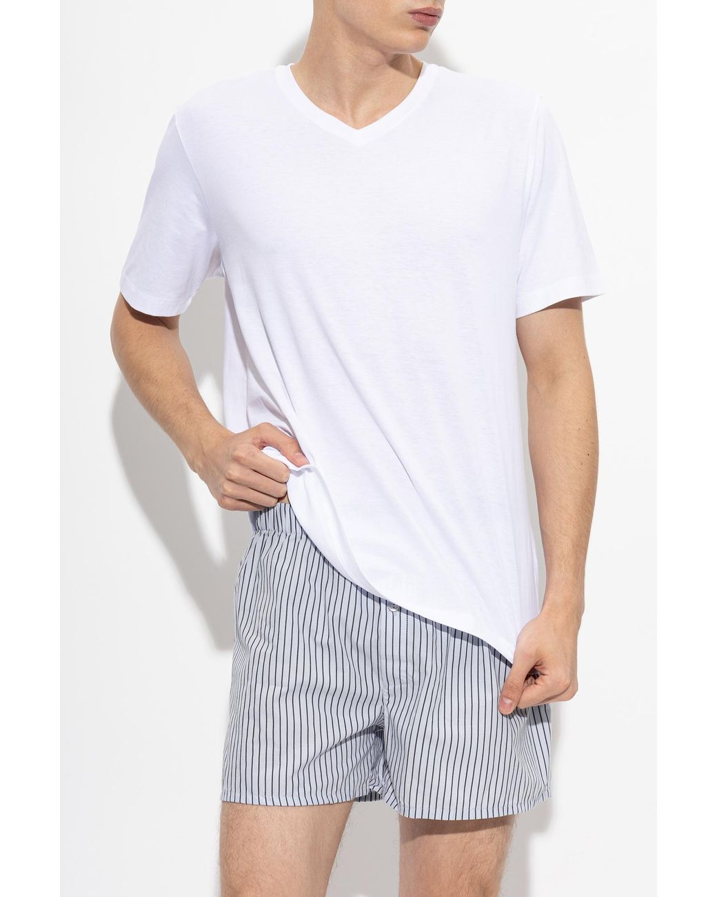 Hanro White Lingerie T-Shirt With V-Neckline for men