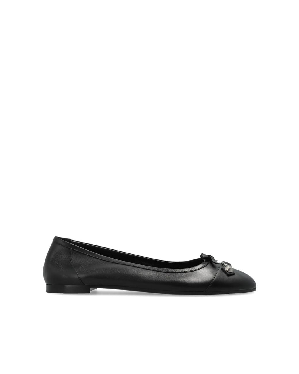 Balenciaga Black 'City' Leather Ballet Flats