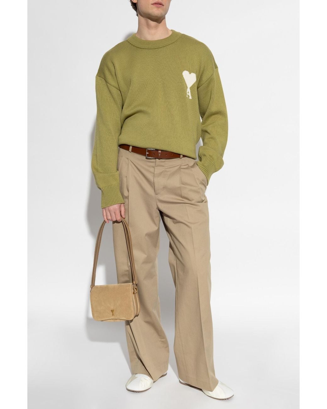 AMI Natural Straight-Leg Trousers for men