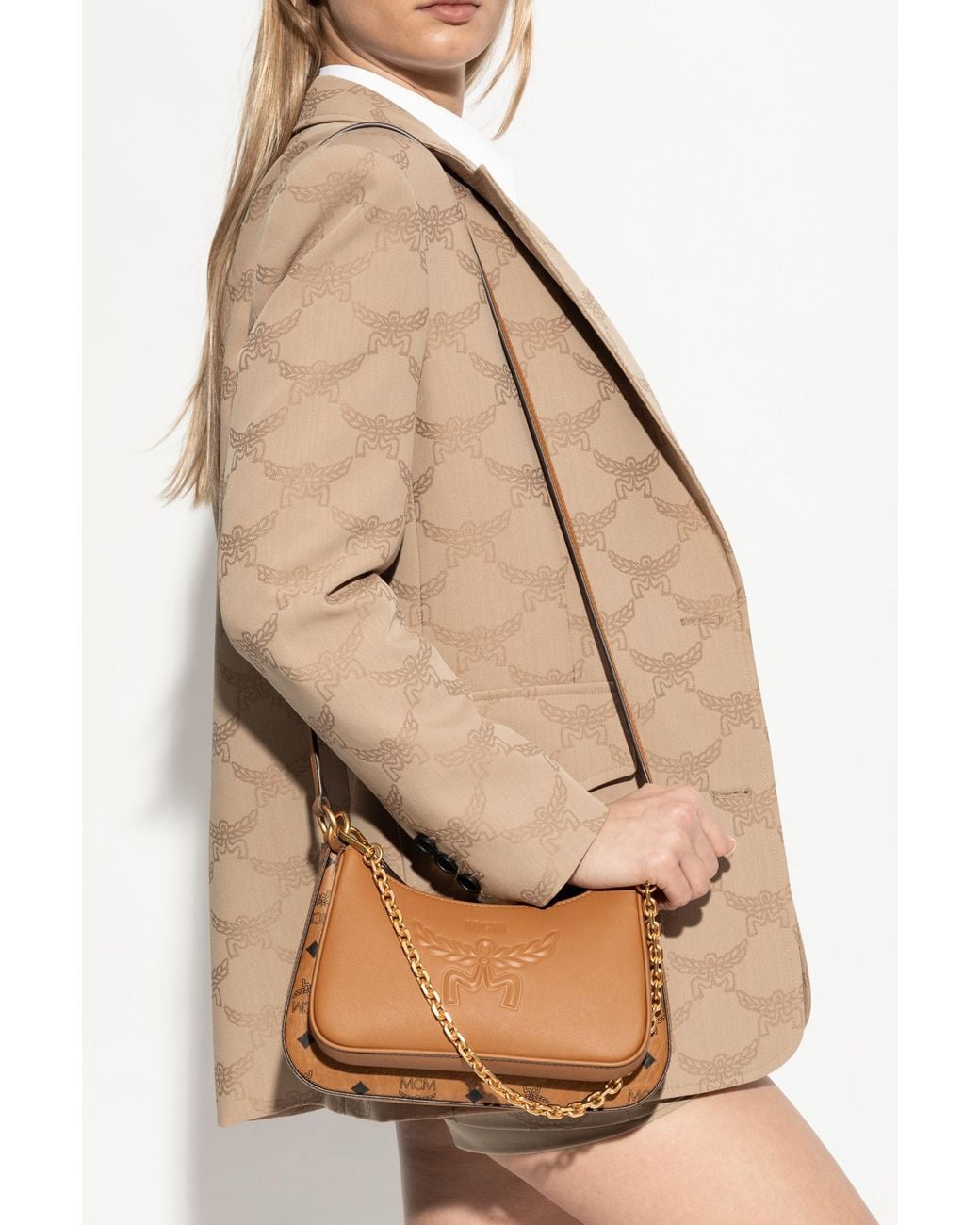 MCM Natural Double Shoulder Bag