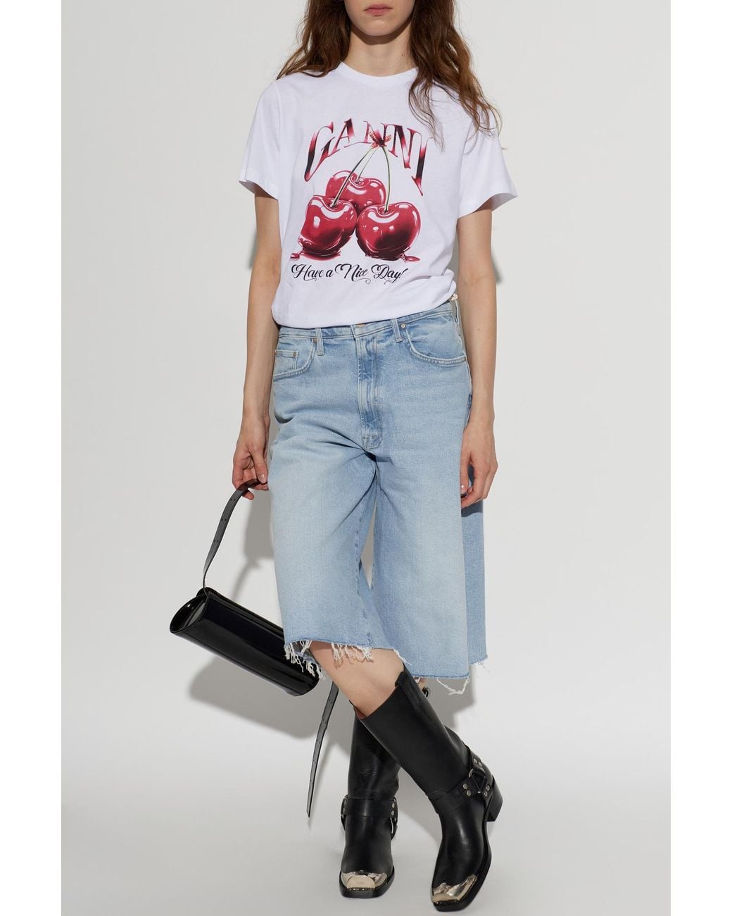 Mother Blue 'The Whole Lot Zip Fray' Denim Shorts