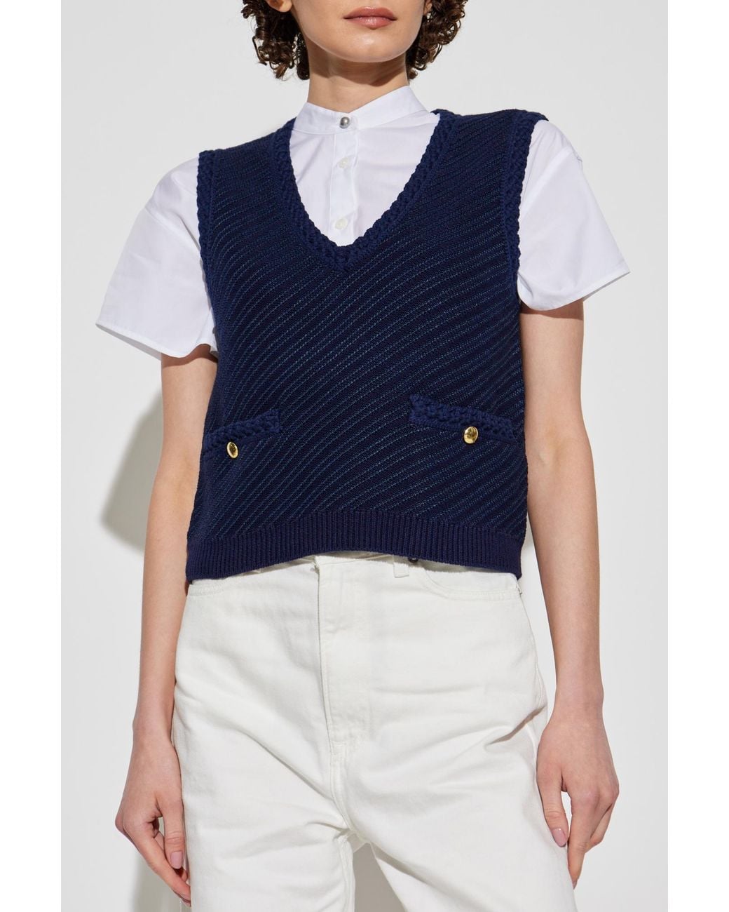 Rag & Bone Blue Vest With Pockets