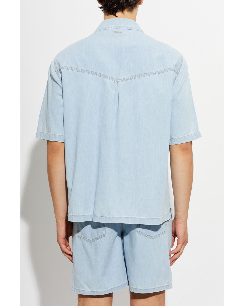 Versace Blue Denim Short-Sleeved Shirt for men
