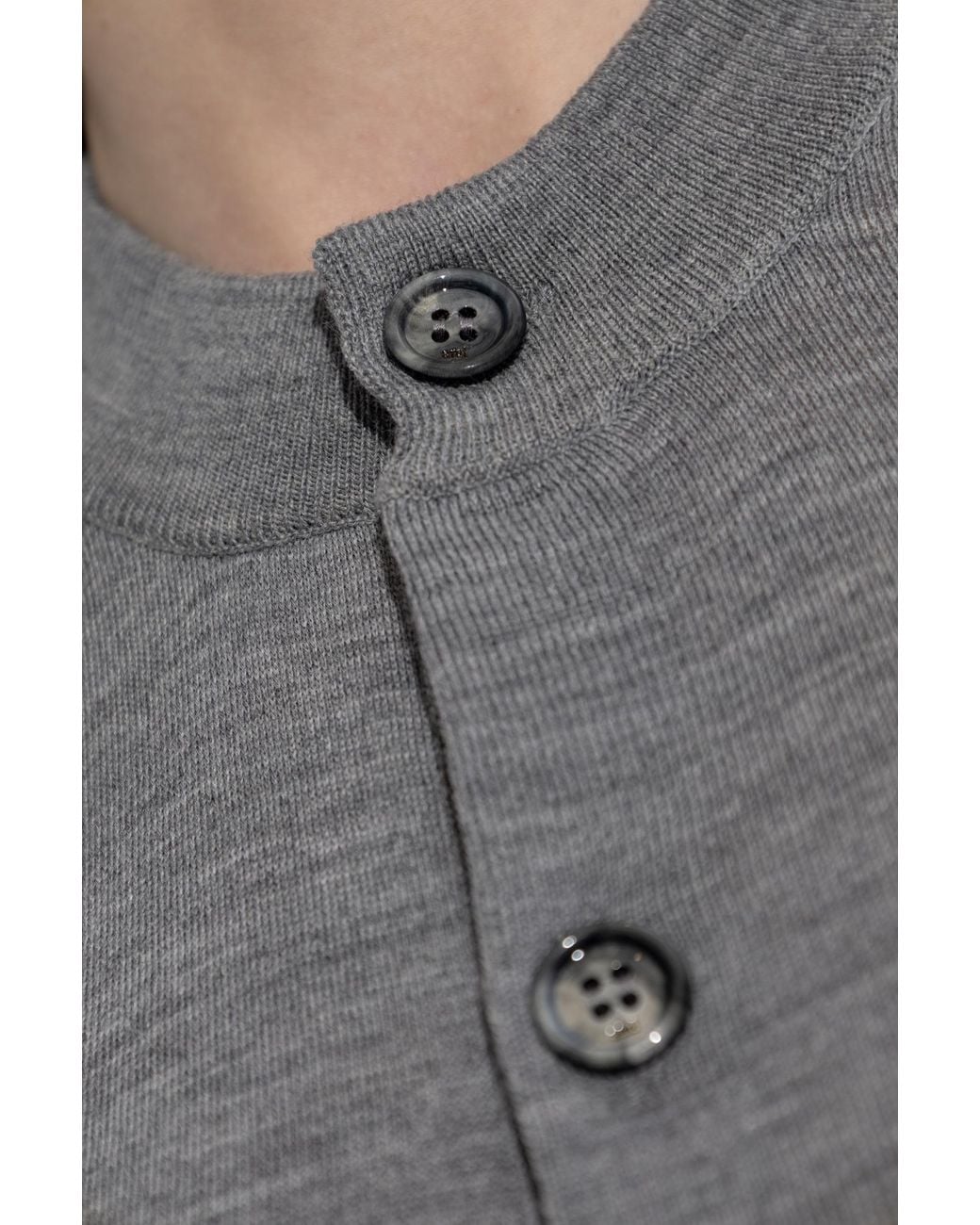 AMI Gray Wool Cardigan With Short Sleeves