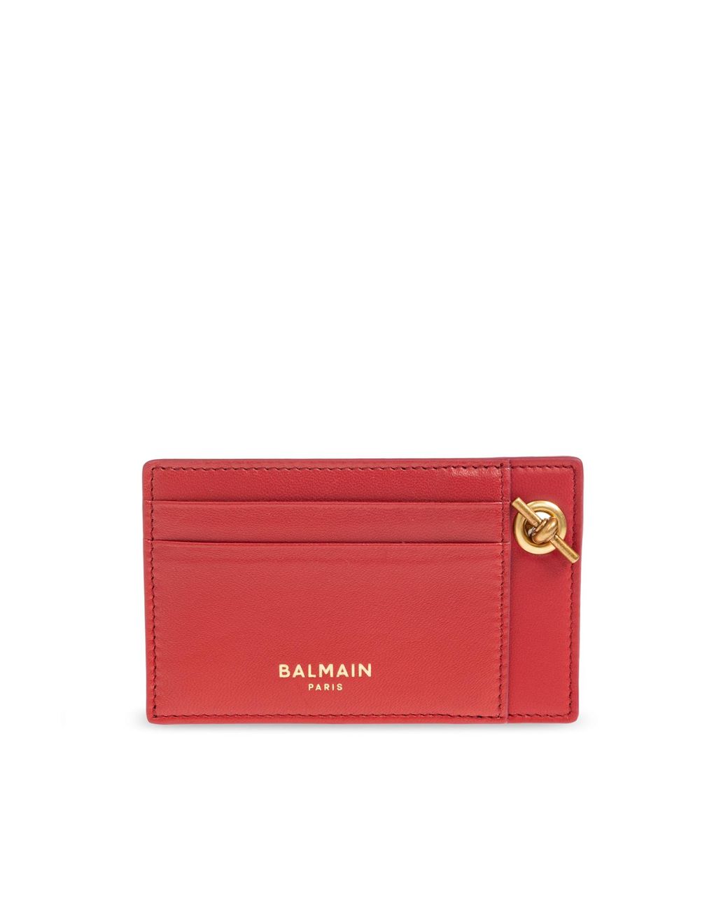 Balmain Red Leather Card Holder With Chain
