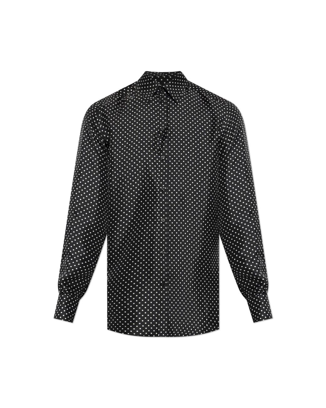 Dolce & Gabbana Black Silk Shirt With Polka Dot Pattern for men
