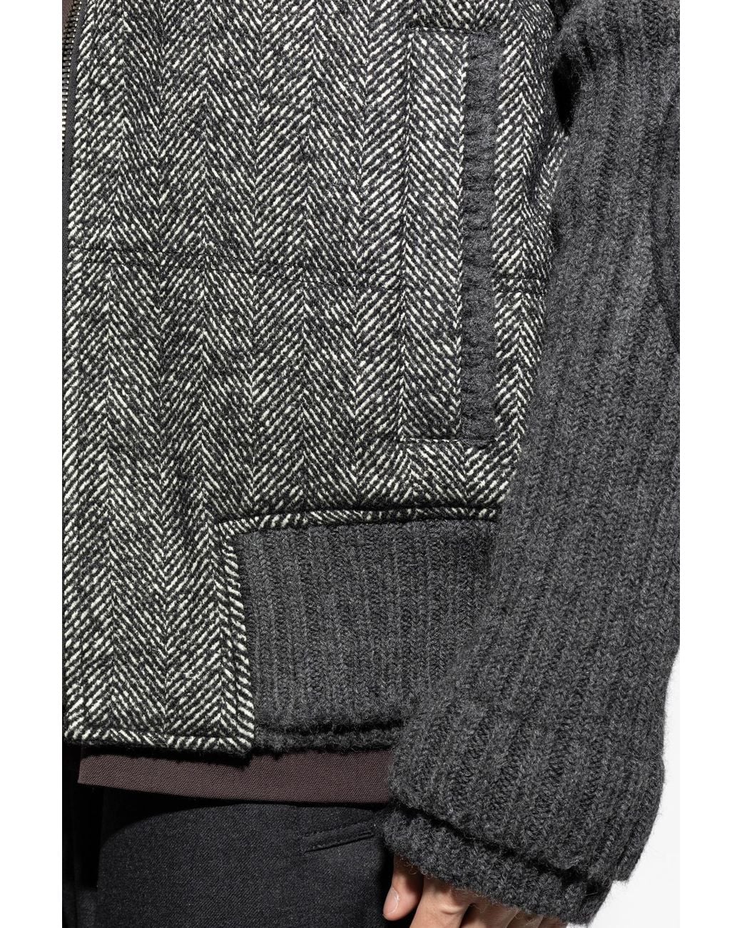 Dolce & Gabbana Black Jacket With A Herringbone Pattern for men