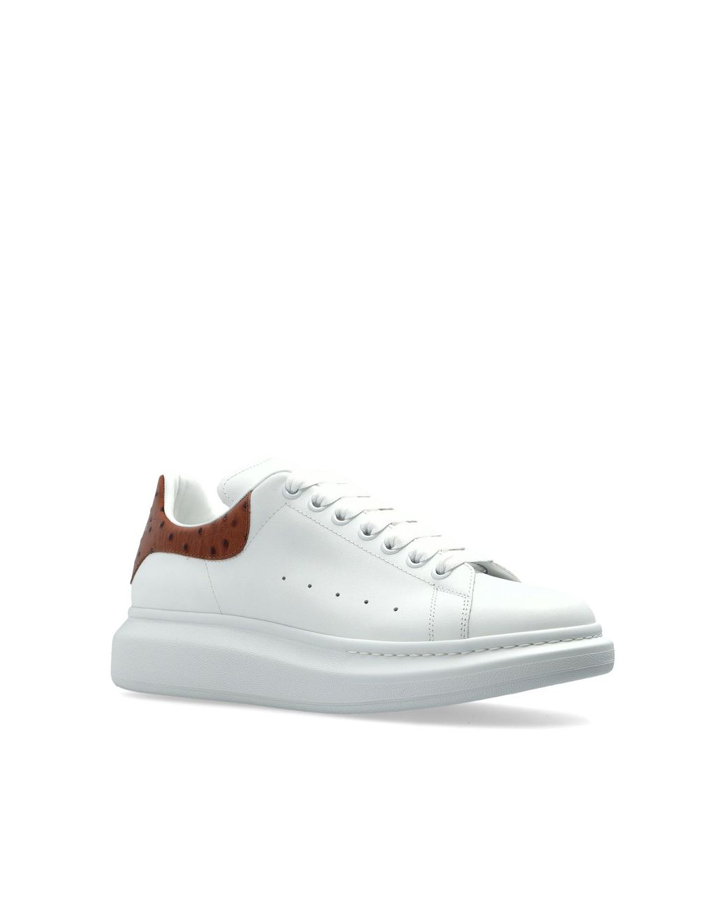 McQueen White Leather Sports Shoes With Logo for men