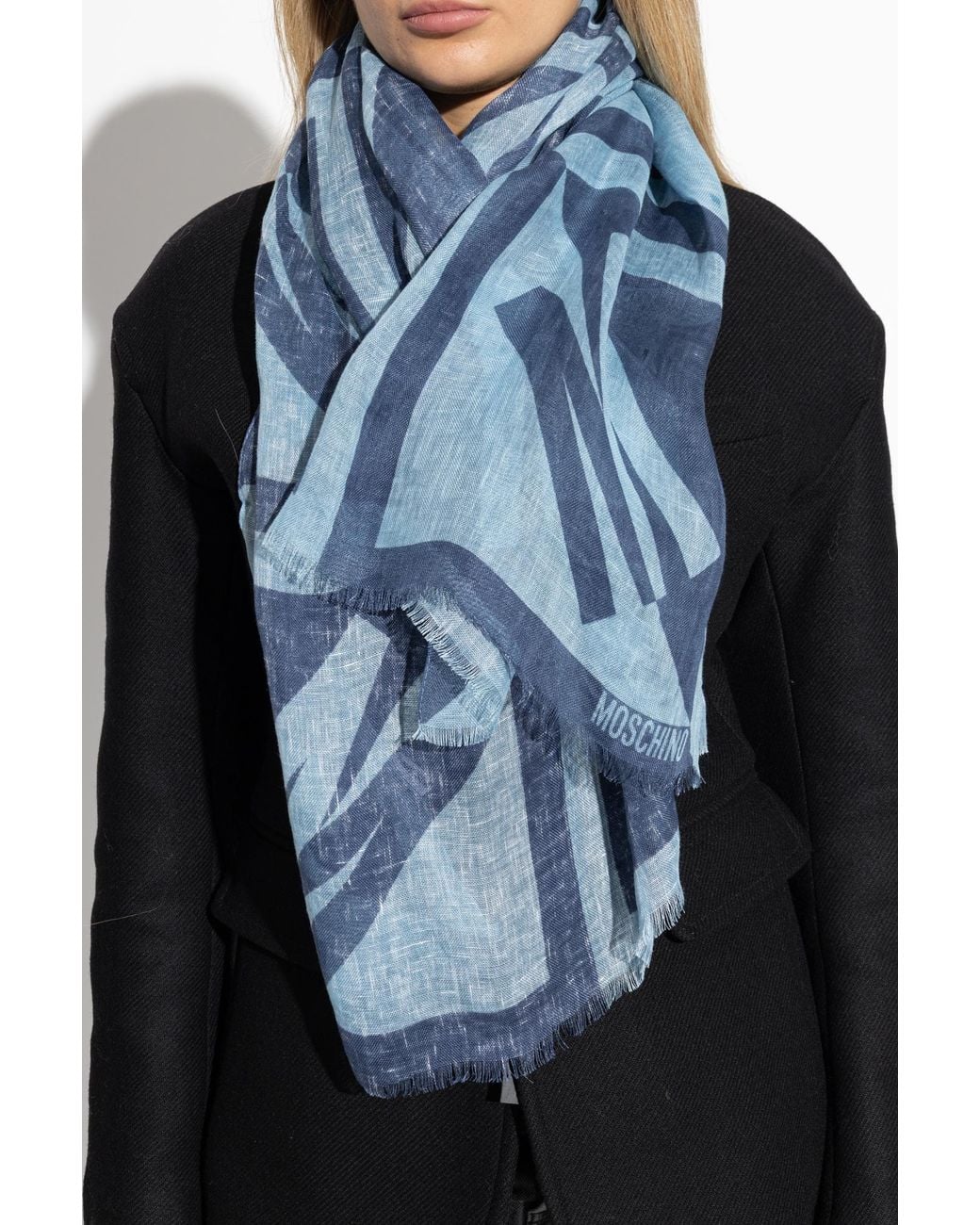 Moschino Blue Scarf With Logo