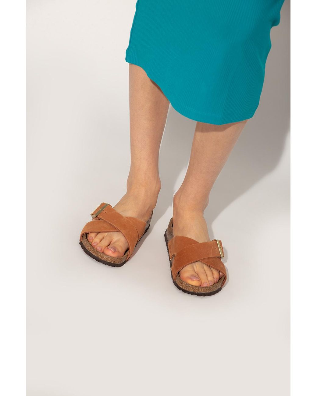 Birkenstock Leather 'siena Ii' Slides in Orange | Lyst