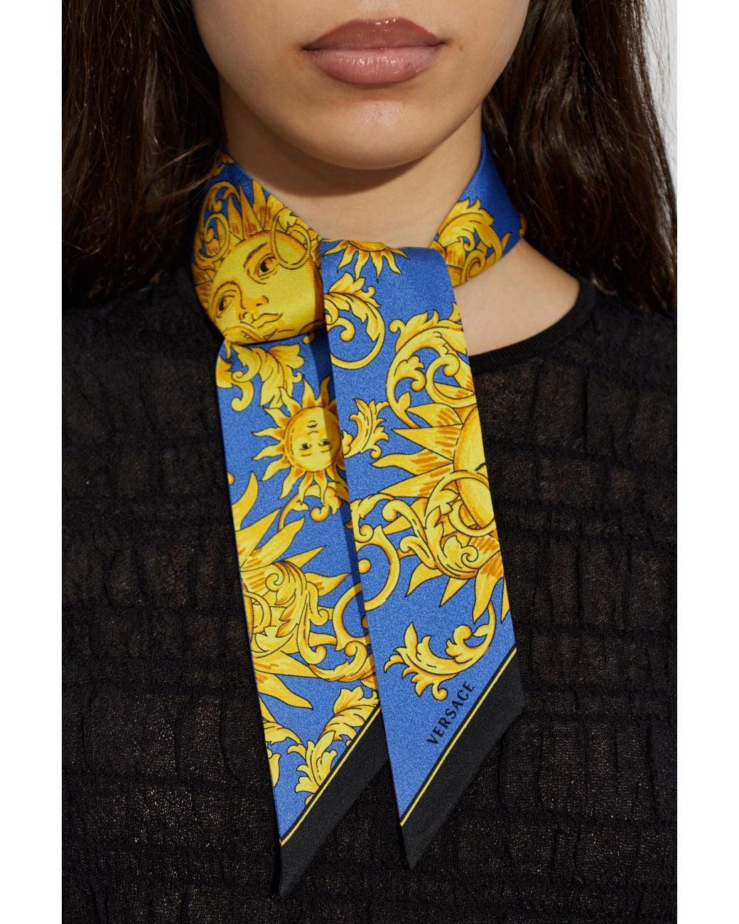 Versace Blue Silk Scarf