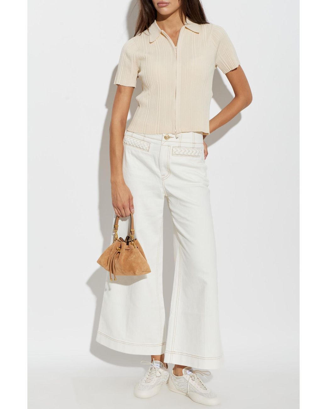 Zimmermann White Trousers With Contrasting Stitching