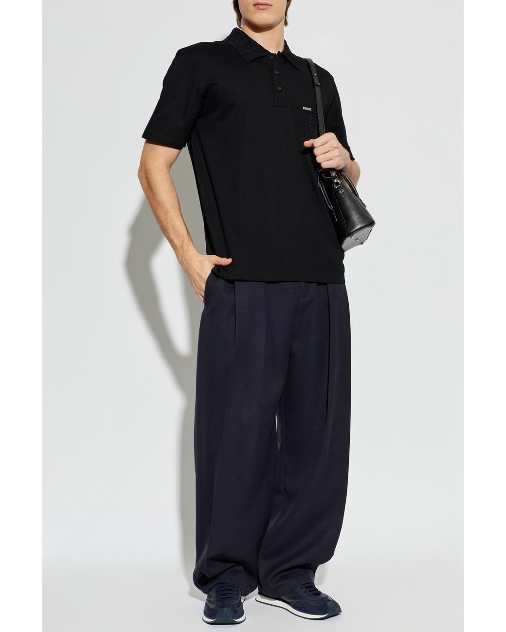 Ferragamo Black Polo With Pocket for men