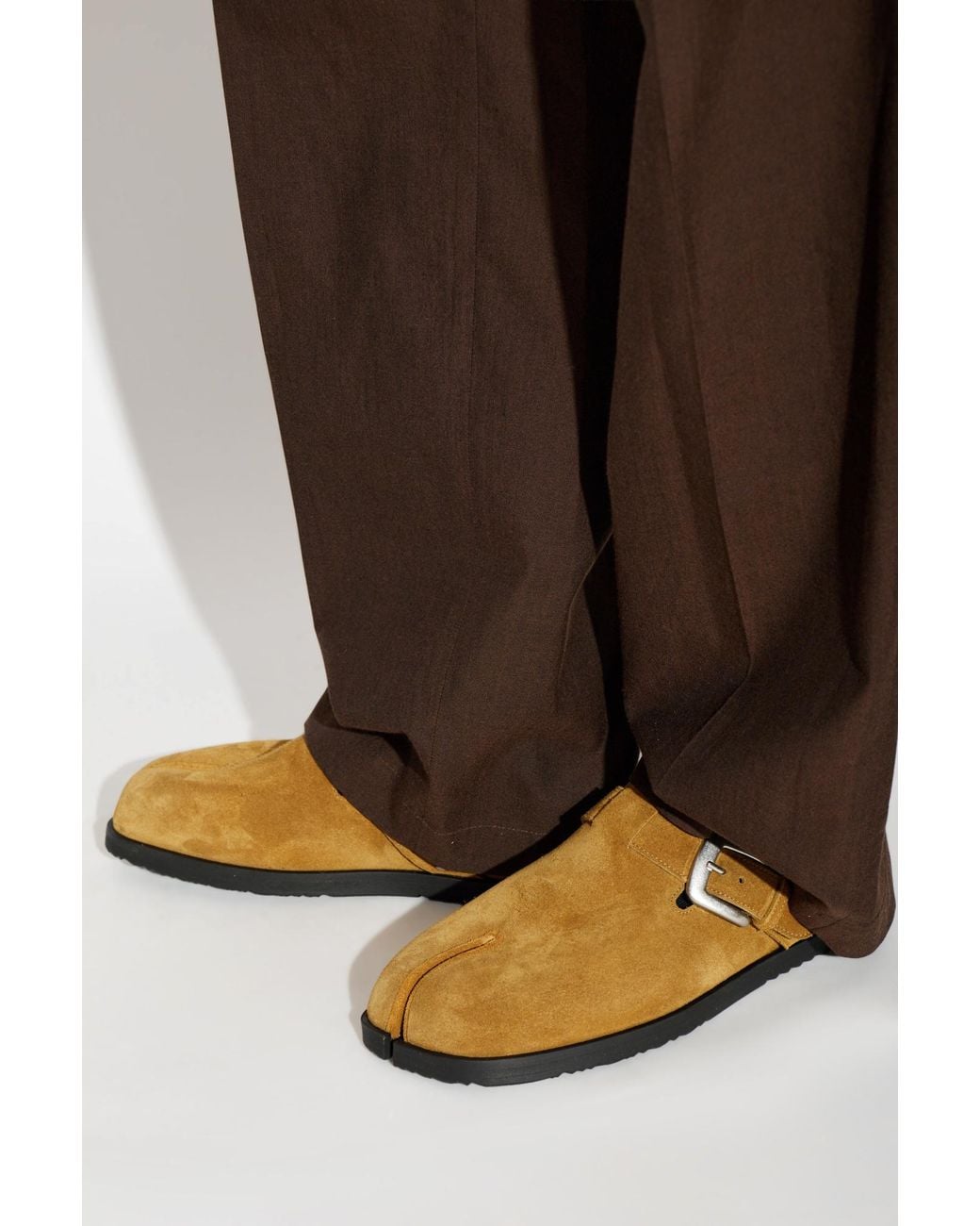 Maison Margiela Brown Suede Mules With "Tabi" Cut-Out for men