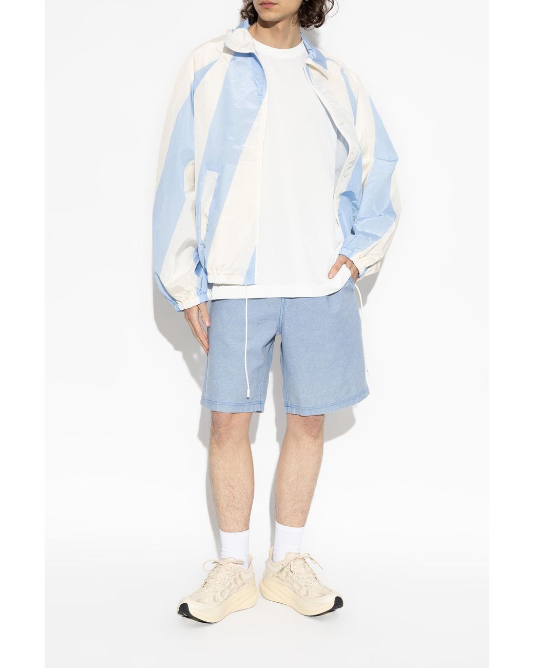 American Vintage Blue Shorts With Patch for men