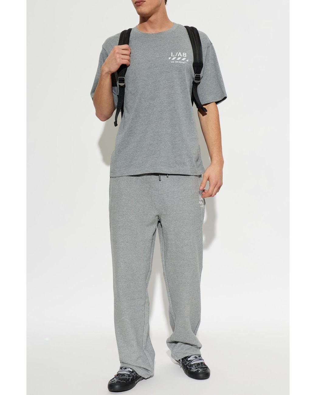 LAB C.O. OFF WHITE Gray Printed Logo T-Shirt for men