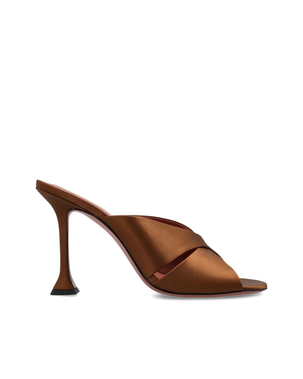 AMINA MUADDI Brown Satin Heeled Mules 'Salma'