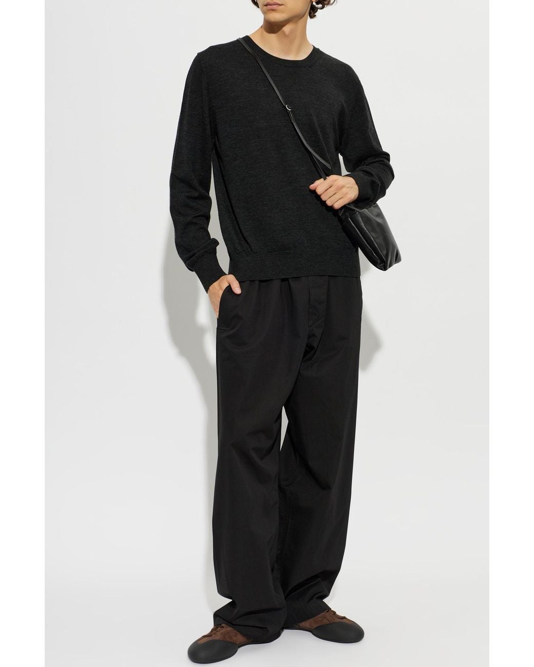 Lemaire Black Loose-Fit Cotton Trousers for men