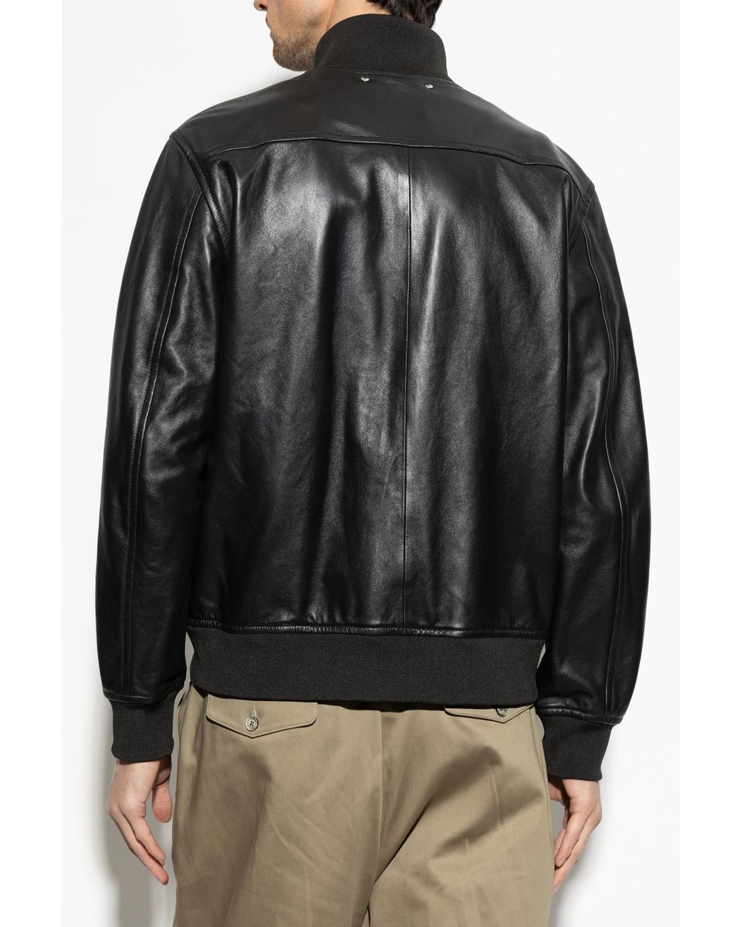 Paul Smith Leather 'Bomber' Jacket in Black for Men | Lyst