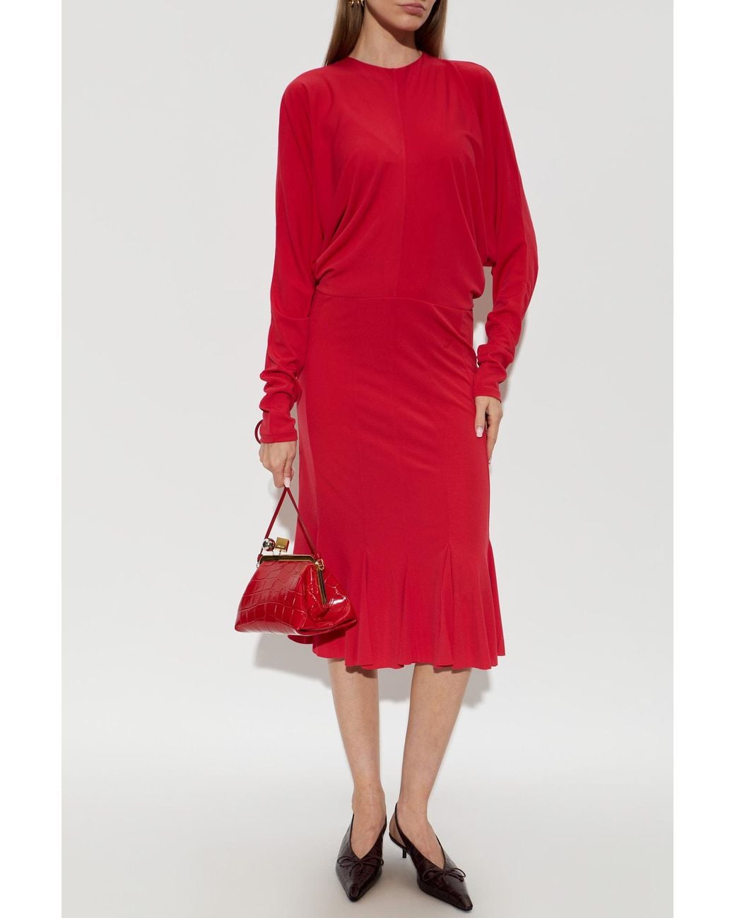 Jacquemus Red 'Losange' Long-Sleeved Dress