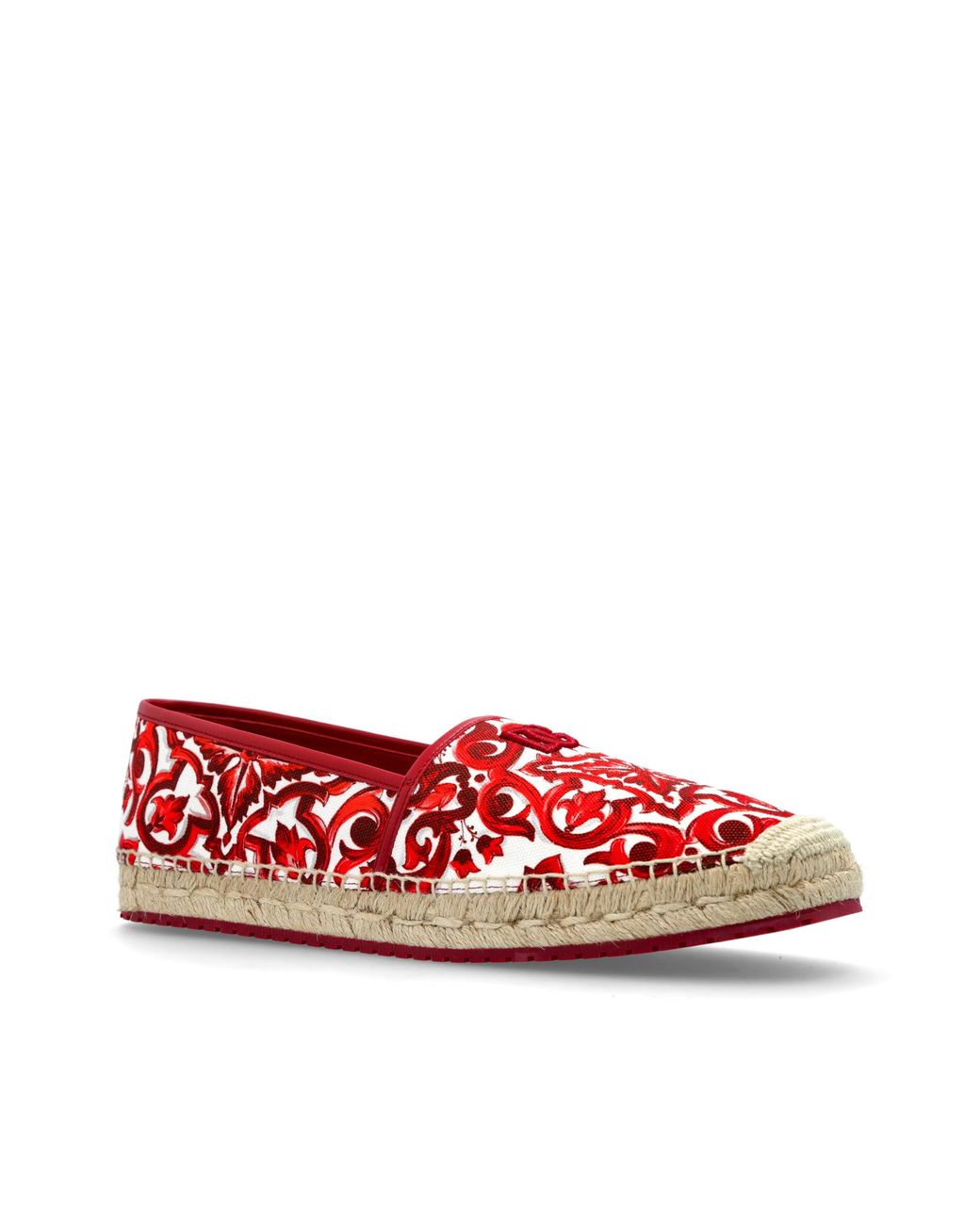 Dolce & Gabbana Red Espadrilles With "Majolica" Pattern for men