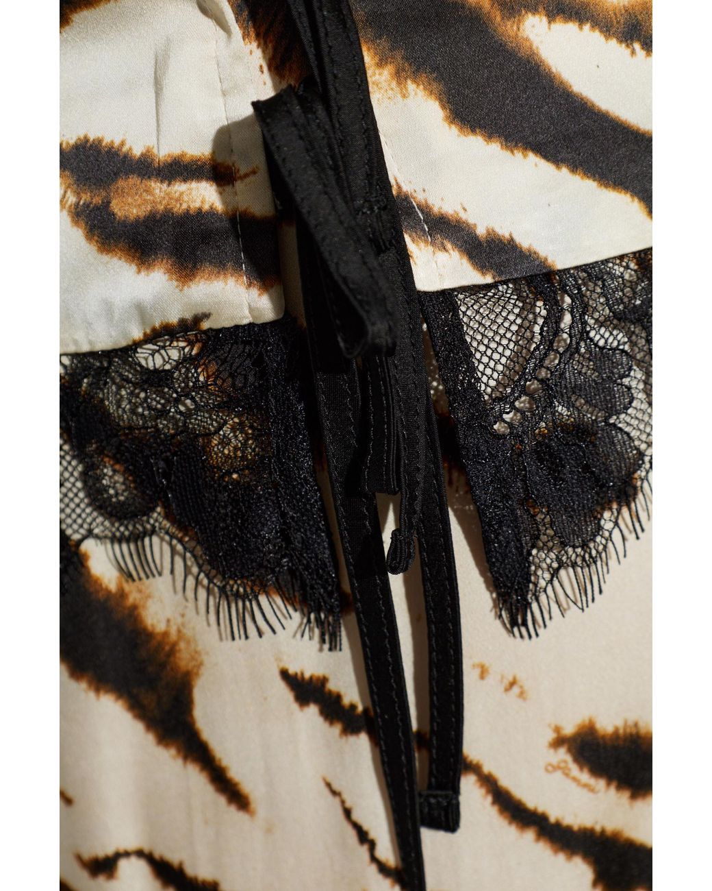 Ganni Brown Top With Lace Inserts