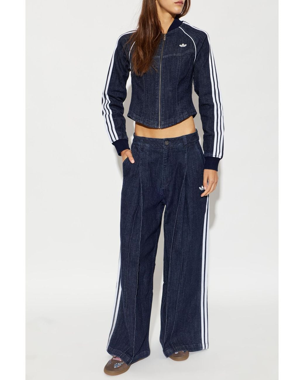 Adidas Originals Blue Wide-Leg Jeans