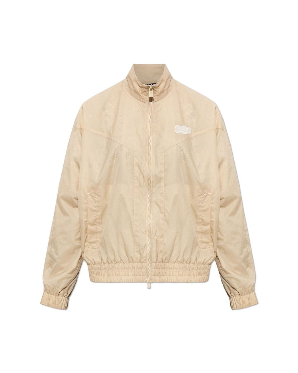 EA7 Natural Lightweight Jacket With A Stand-Up Collar