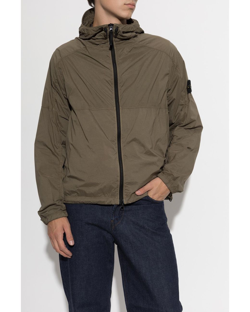 Stone Island Brown Jacket With Logo Patch for men