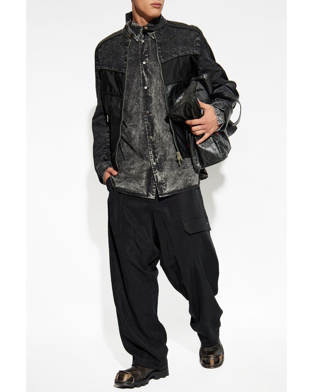 DIESEL Black Jacket L-Leopol for men