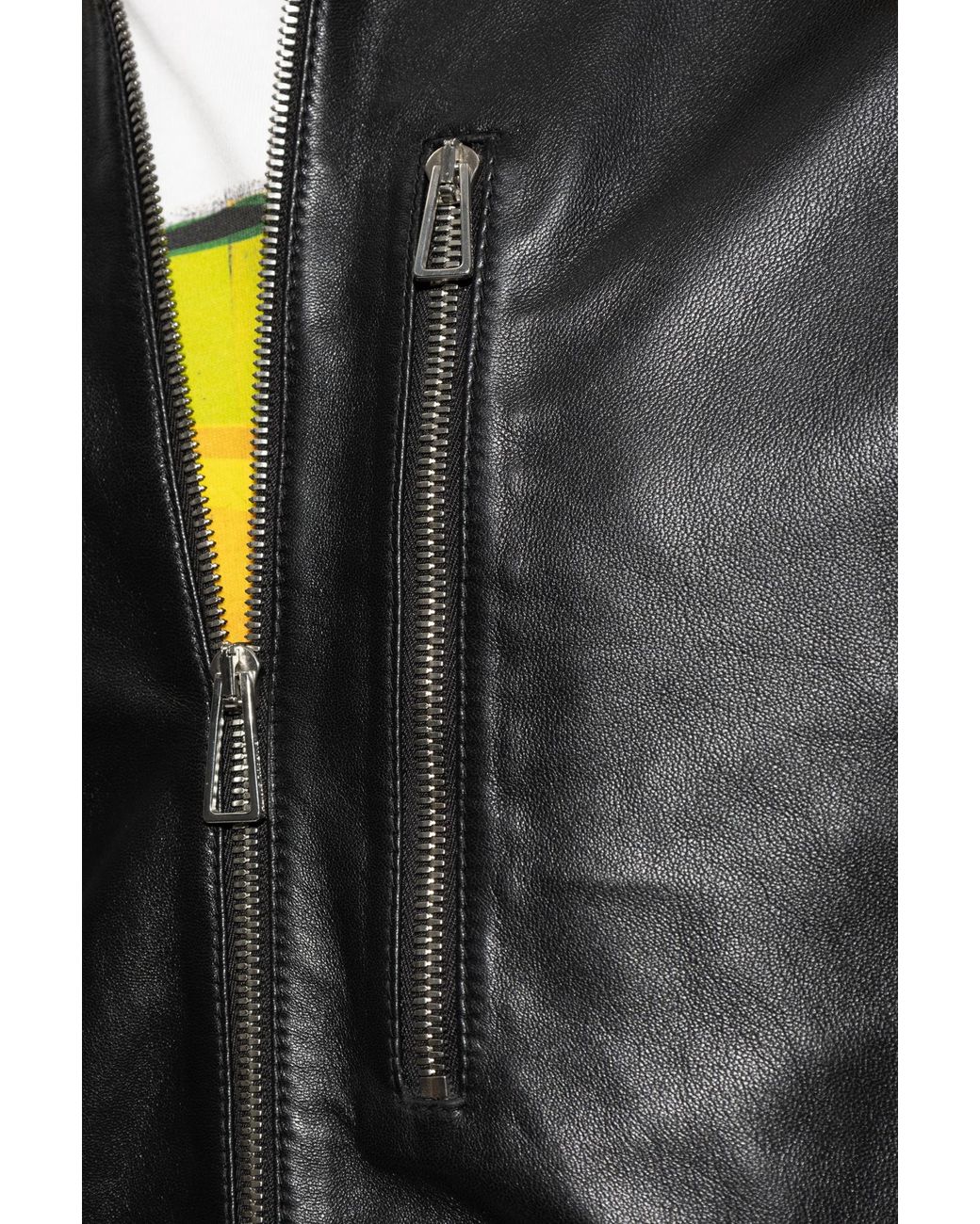 Paul Smith Leather 'Bomber' Jacket in Black for Men | Lyst