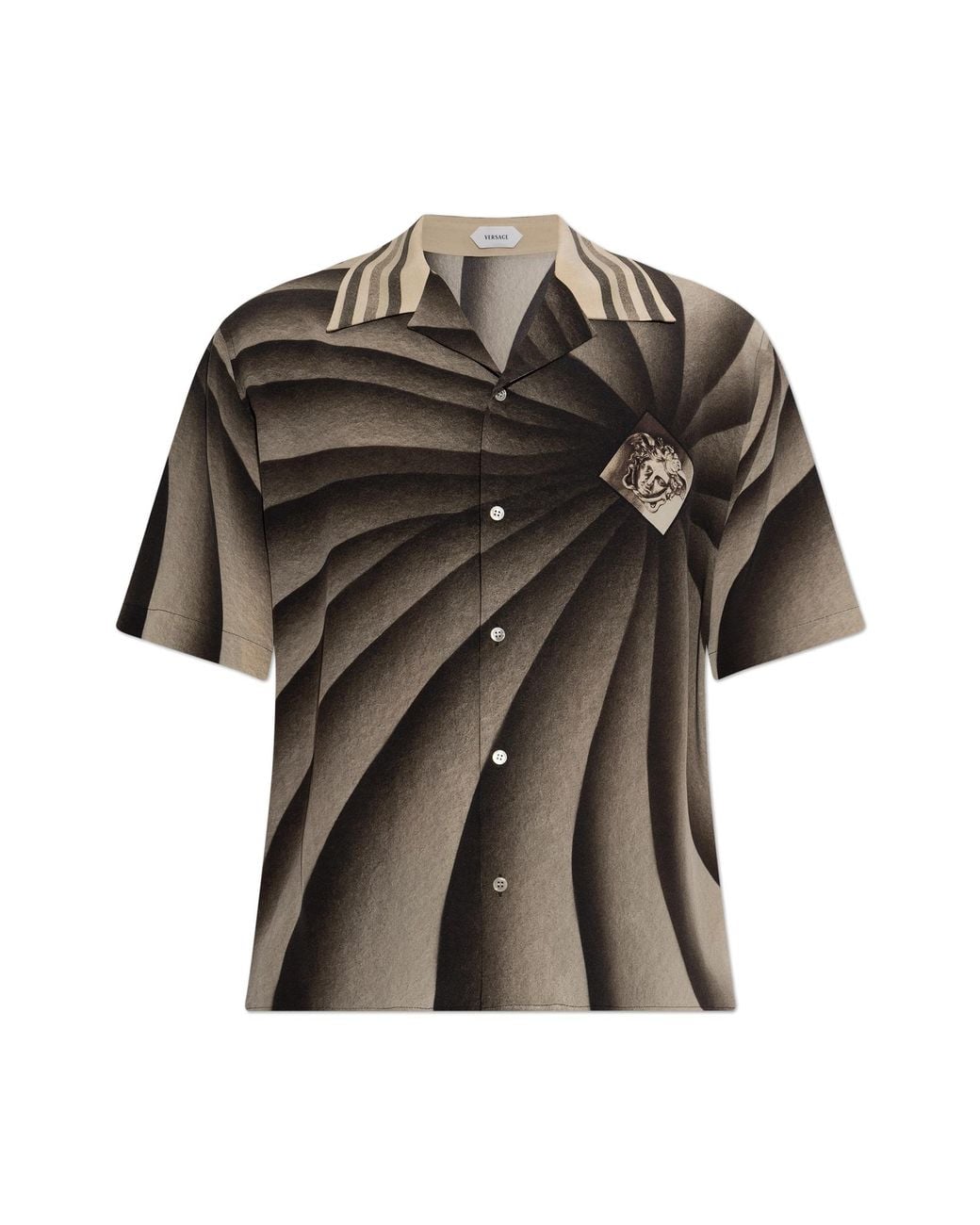 Versace Brown Silk Short-Sleeve Shirt for men