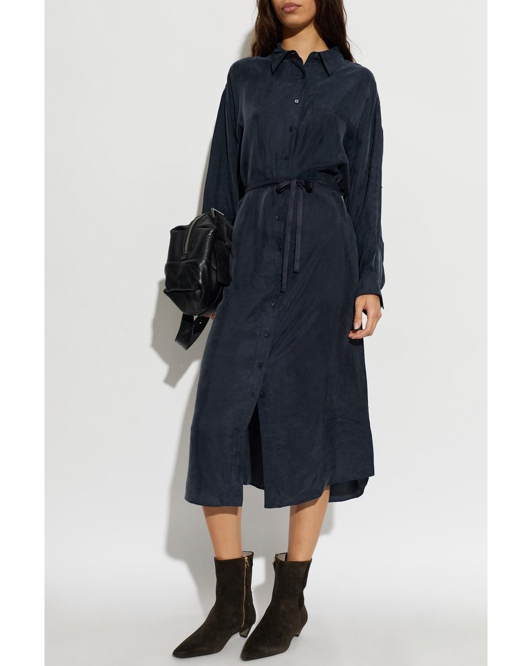 AllSaints Blue 'Yurra' Midi Shirt Dress