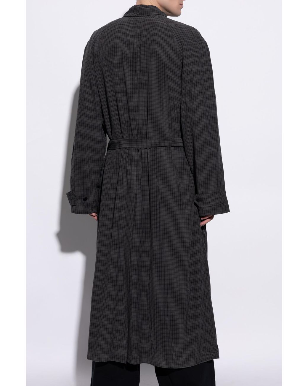 Balenciaga Black Coat With Check Pattern for men