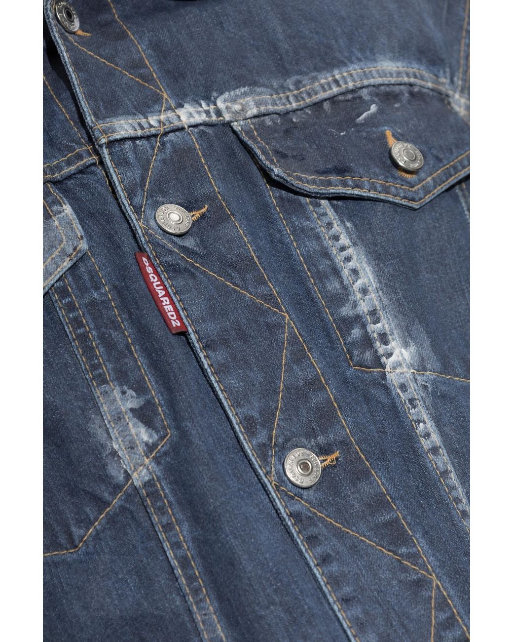 DSquared² Blue Vintage-Effect Denim Jacket for men